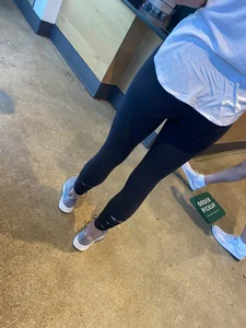 Hot blonde getting coffee
