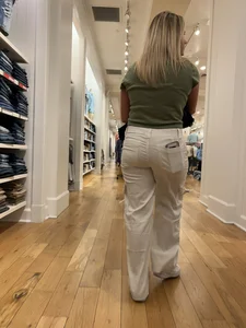 Blonde in white pants squatting and cleaning (oc)