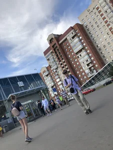 Girl in Striped Shorts with Long Thin Hot Legs City Candid