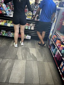 Sexy White Girl Showing VPL + Nice Ass (GasStation)
