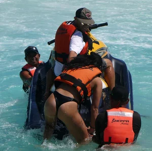 Jet ski babe with a nice ass in black thong