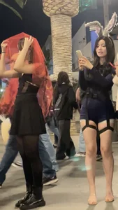 Asian baddie with great legs, heels and Cop costume