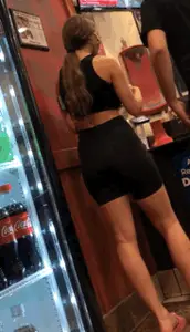 Tight shorts at the ice cream shop