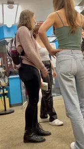 Smiley College Girl In Black Leggings