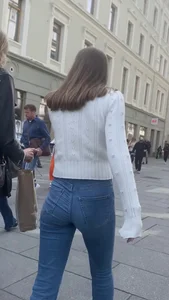 Tight jeans walking in the streets of Oslo
