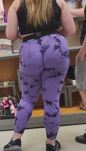 Thick Dirty Blonde Pawg in Purple Leggings (Major Wedgie + BEND)