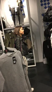 Great Ass in Grey Tights With Visible Panty Line - Candid Closeup Photos at the Store