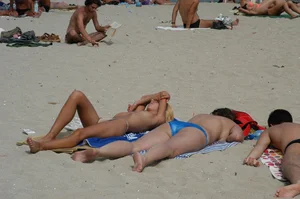 Verna topless beach girls out in the sun
