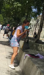 Thick legs in the park