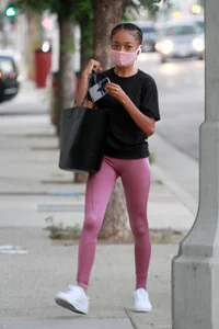 Skai Jackson in pink leggings at the DWTS studio in Los Angeles