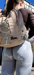 Tight ass eats her leggings  very hot, so close