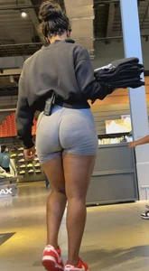 Nike employee in grey shorts with a massive wedgie