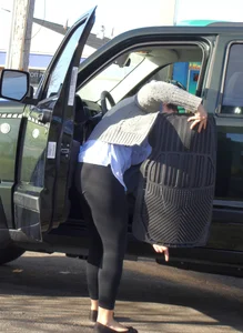 Some candid girls cleaning their cars in jeans and some showing ass crack