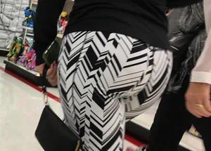 Black and white patterned leggings booty on cute girl at Target