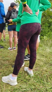 Thin Milf in purple yogas (hint of VPL)