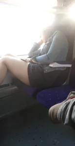 Candid Girl With Chunky Legs Asleep in a Public Train Creepshot