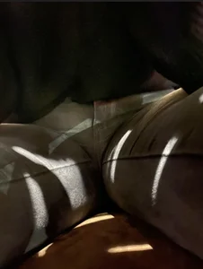 Sneaky Under Table Closeup of a Girl in Tight Grey Jeans