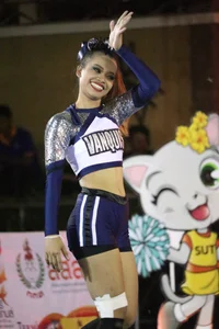 Bunch of athletic Thai cheerleaders at a competition