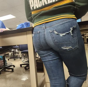 Former classmate in really tight jeans