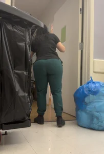 Latina in Tight Green Scrubs (VPL) knew she was recorded! (OC)