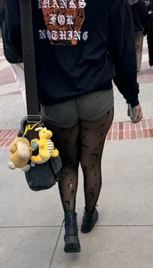 [OC] Cute Goth Booty in Short Shorts and Fishnets