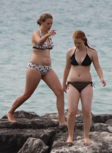 Two thick bikini teens at the beach