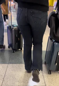 PAWG Hotwife in Tight Jeans Capped at Airport (OC + GIFS)