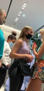 Hot candid blonde girl with a perfect ass in tight black jeans