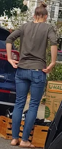 Candid Girl in Slippers and Tight Blue Jeans at a Street Market Creepshots Gallery