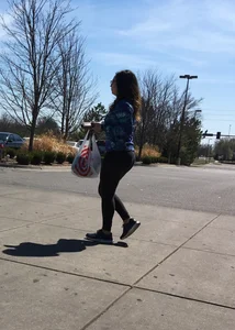 Brunette with glasses and nice ass shopping at Target in leggings