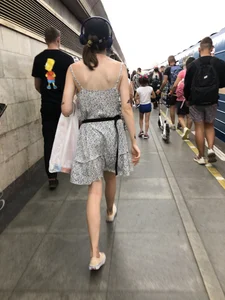 Sexy Masked Girl in a Dress Subway Creepshots Gallery - Slim Legs And Bony Back