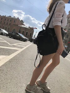 Teen in Pantyhose And a Mini-Skirt Street Crosswalk Creepshots Gallery