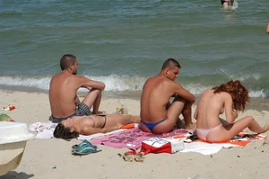 Verna topless beach girls out in the sun