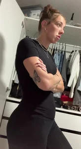 Cute Curvy Thin Woman Distracted While Tidying Room Candids
