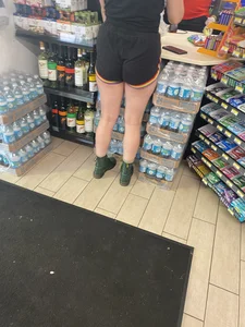 Sexy brunette in short shorts