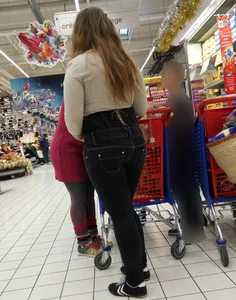 French cute teen out in tight jeans
