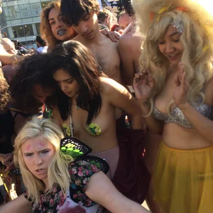 Drunk party girl with pasties on and upskirted