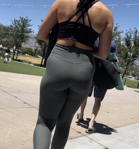Jiggling in green on her way to yoga class (OC)