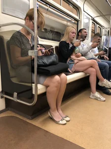 Hot Legs in Mini Shorts Subway Train Candid