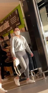 Grey Leggings walking