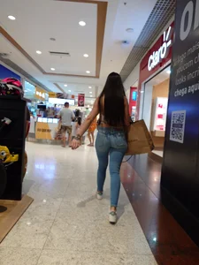 Brazilian Butt highest level. Tanlines peeking out of the Jeans