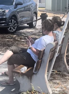 Fat mature with a big ass in short pants street creepshot