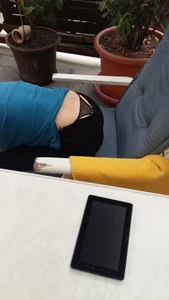 Whaletail Creepshot of a Girl Bending Over in the Armchair at the Office