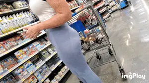 Mature Redhead Milf in light blue leggings
