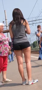 Hot Ass in Spandex Mini Shorts Closeup Creepshot