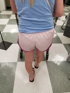 Nice blonde ass in athletic shorts while shopping