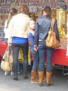 Street booties in tight jeans, candid girls on the street creepshots