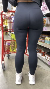 Blonde Doll SQUATS down for me in BLACK SPANDEX