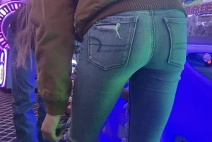 Skinny teens in the arcade