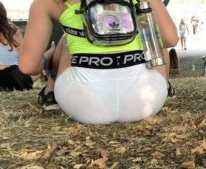 Festival Teens 7: Skinny blonde teen in blue bikini, perfect perky BOOBS on stunning brunette, perfect ass for worship in thin fishnets (my fav kind of ass)